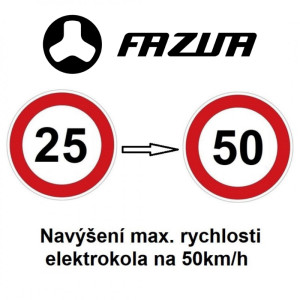 Služba navýšení rychlosti elektrokola 50km/h FAZUA - Chip tuning