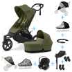 Set 10v1 Cybex Avi Spin Moss Green Gold + korbička Cot S Moss Green Gold + autosedačka Cybex s ISOFIX základnou + adaptéry + pláštěnky + ochranná síť + madlo